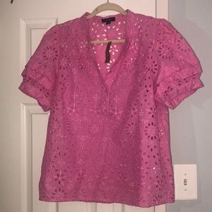 NWT J Crew Pink Eyelet Top